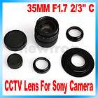 35mm f/1.7 2/3 CCTV TV Lens + C mount to Sony NEX Adapter + 2 Macro 
