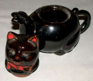 Vintage Staffordshire Medium Size Black Cat Teapot  