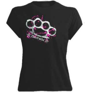 Darkside Girlie Shirt mit Motiv Knuckle Duster / Schlagring Pink 