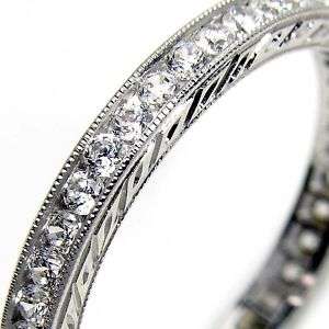 Antique Style Ring HSI Diamond Wedding Channel Set Band  