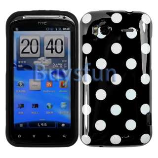 Polka Dot Glossy Black GEL Case Cover For HTC Sensation 4G G14 
