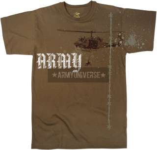 Brown Vintage Army Helicopter T Shirt  