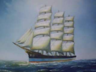Gemälde   Ölbild Segelschiff   Leinwand   49 x 39 cm   Goldrahmen in 