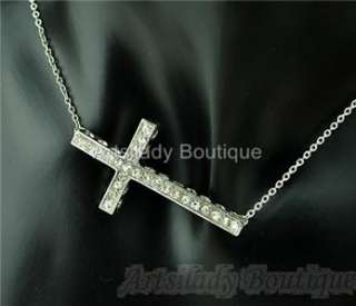 Unique Choker Sideways Silver Cross Necklace side ways gift  