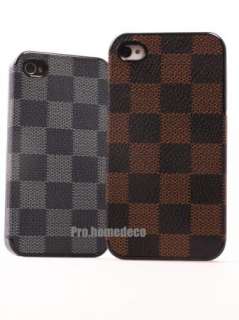 Brown Deluxe Leather Hard Case Cover for iPhone 4S 4G Free Protector 