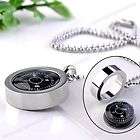   Rock Stainless Steel Vivid Compass Round Pendant Ball Chain Necklace
