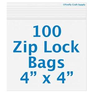 100 small Ziplock 4 x 4 2mil jewelry/beads zip bags 4x4  