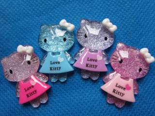 20 Resin Dressed Hello Kitty Button W/Bow 4 Colors K022  