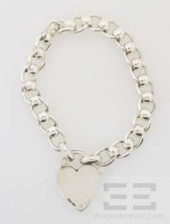 Gucci Sterling Silver Logo Heart Charm Chain Bracelet NEW  