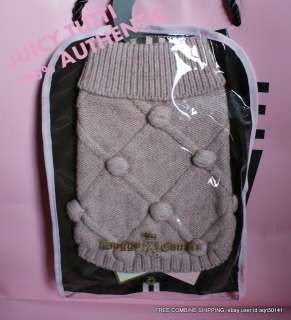 SALE Juicy Couture Powder Pink Lattice Bubble Dog Cashmere Sweater $55 
