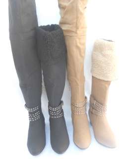   HighHeel Black Grey Knee High Micro Suede Winter BootS ShoeS Sz 5 10