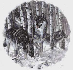 Ceramic Decals Wolf Wolves Winter Birch Forest 4 inch  