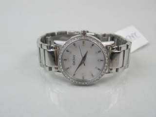 DKNY NY 4791 Womens Silvertone Stainless Steel Crystal MOP Dial 40mm 