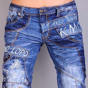 SWM Mens Fashion Designer Jeans Pant Denim Blue Crazy  