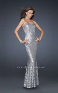 La Femme 17506 Mermaid Sequined Gown Bronze, Charcoal SIZES 2,4  