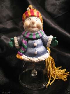 GORHAM Crystal glass SNOWMAN BELL Christmas TREE ORNAMENT new in box 