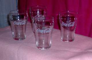 VINTAGE COCA COLA RESTAURANT SMALL GLASS GLASSES FOUR  