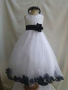   BLACK TODDLER WEDDING PARTY FLOWER GIRL DRESS SM L XL 2 4 6 8 10 12 14
