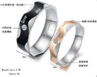 JR028 316L Stainless Steel Wedding Band Love Me Engraved w/GEM Wavy 