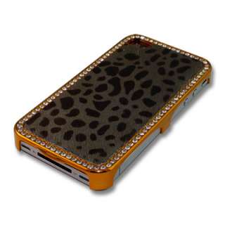 iPhone 4 4g Luxus Case Cover Steine Leopardenfell Grau  