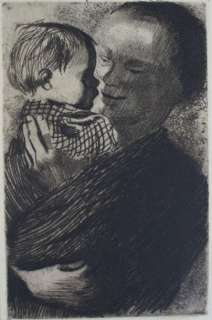   Kollwitz  original RADIERUNG Mutter mit Kind auf Arm, um 1950