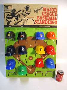 Vintage 1977 Major League Baseball Mini Helmets Display  