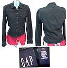 Gap Black Career Work Casual M Top Dress Blouse Smock Gathered Collar 