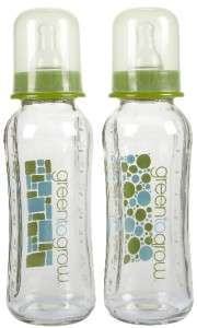 Green To Grow 8oz Standard Glass Baby Bottles   2 Pack 896546002192 