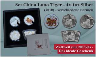 Set China Lunar Tiger   4 x 1 oz Silber   proof  
