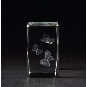 Glaswürfel mit Lasergravur Schmetterlinge  Sport 
