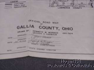 Vintage 1954 Gallia County Ohio Official Road Map  