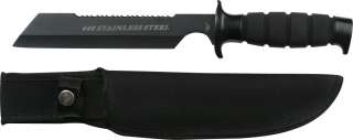 NEW 12.25 Black Survival Cleaver Knife w/ Compass, Sheath, Sawback 