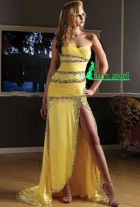 Yellow Sweetheart Neckline Prom Ball Party Evening Dress *Custom* Sz2 