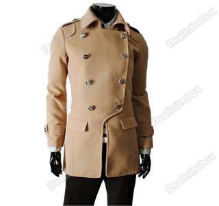 Fashion Mens Style Double breasted Woolen Blends Men Parka coat 3 