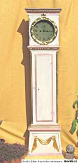 Antike Uhr Bornholmer Standuhr Weiß Gold Rosa um 1850  