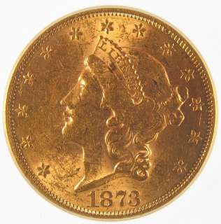 1873 U. S. Liberty Head $20 Double Eagle Gold Coin IGC MS60  