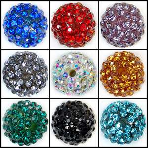 12mm Round Ball Pave Crystal Rhinestone Spacer Beads Jewelry DIY 