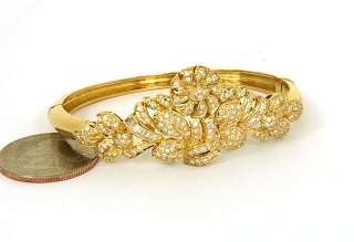 OPULENT 18K SOLID GOLD & SPARKLING DIAMONDS LADIES ORNATE BANGLE 