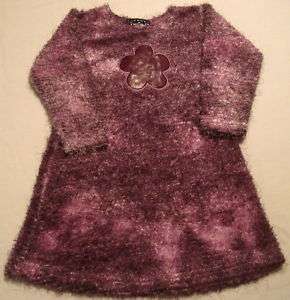 Too Cool Kash Ten Girls Purple Mohair LS Dress 4T 4  