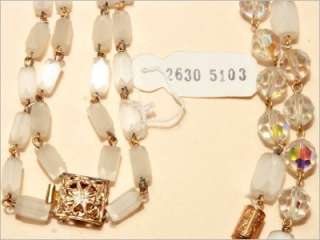 Very pretty 2 strand wired white atlas hexagon ab cut crystal gold 