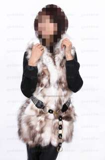   Genuine Raccoon Fur long Vest Jacket Coat Gilet Waistcoat Winter Women