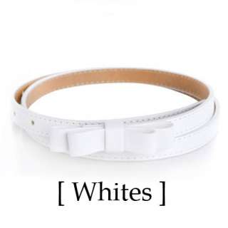   New Fashion Candy Color Bowknot PU Leather Thin Skinny Waistband Belt
