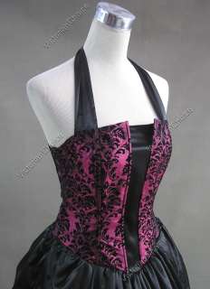 Victorian Gothic Satin Brocaded Dress Gown Prom 113 L  