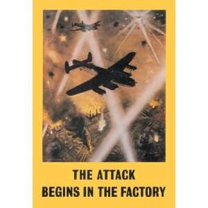  Attack Begins in the Factory 20X30 Canvas
