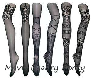 Lace Pattern Tights Stockings Leggings Bow Criss Cross  