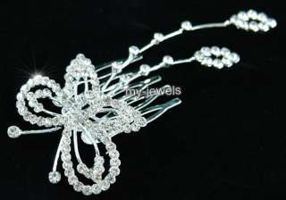 Wedding Bridal Butterfly Crystal Hair Comb T1323  
