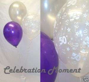 50th BIRTHDAY Balloon Decoration Kit SILVER AND PURPLE  