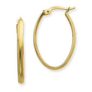   Designer Jewelry Gift 14K 2.5Mm Knife Edge Oval Hoop Earrings Jewelry