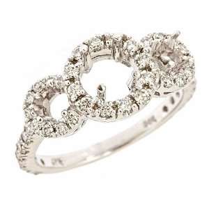71ct Diamond Vintage Style Engagement Semi Mount Ring 14K White Gold 