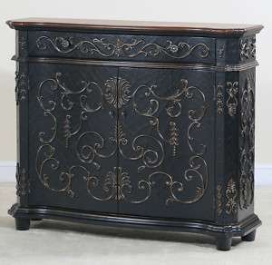 Emerson Crackle Gilded Sideboard Accent Piece   Black  
